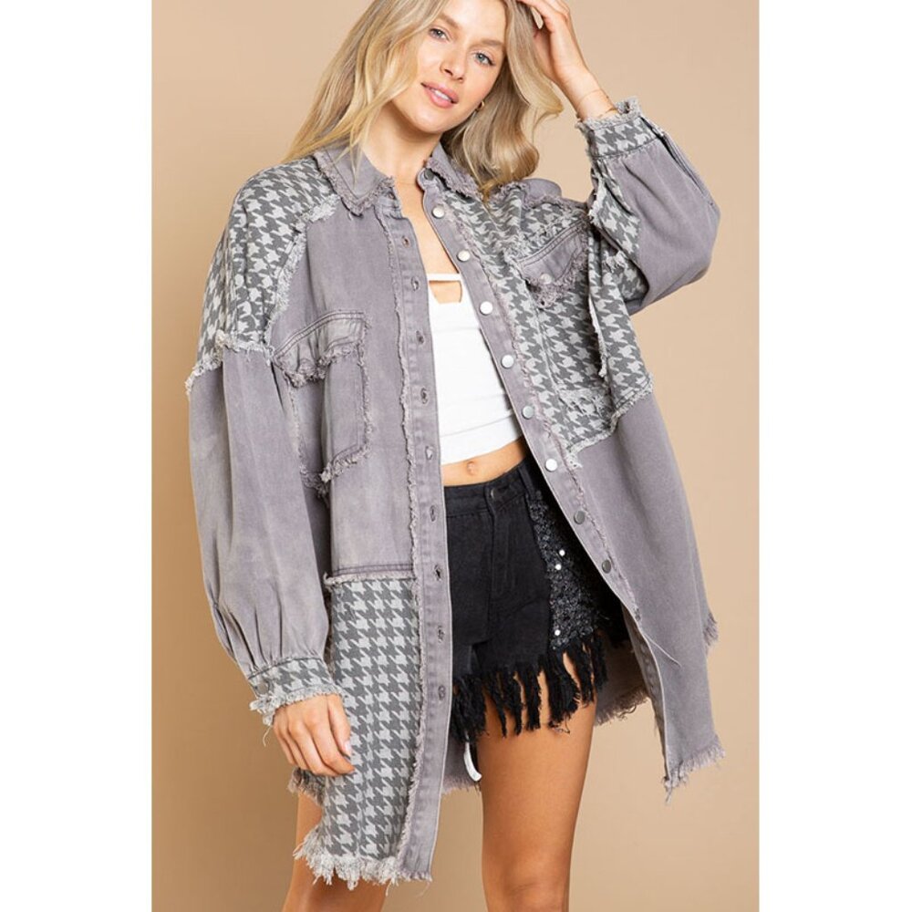 Boho Patchwork Denim Jacket | Peace Sign Hippie Style | Vintage S,M,L